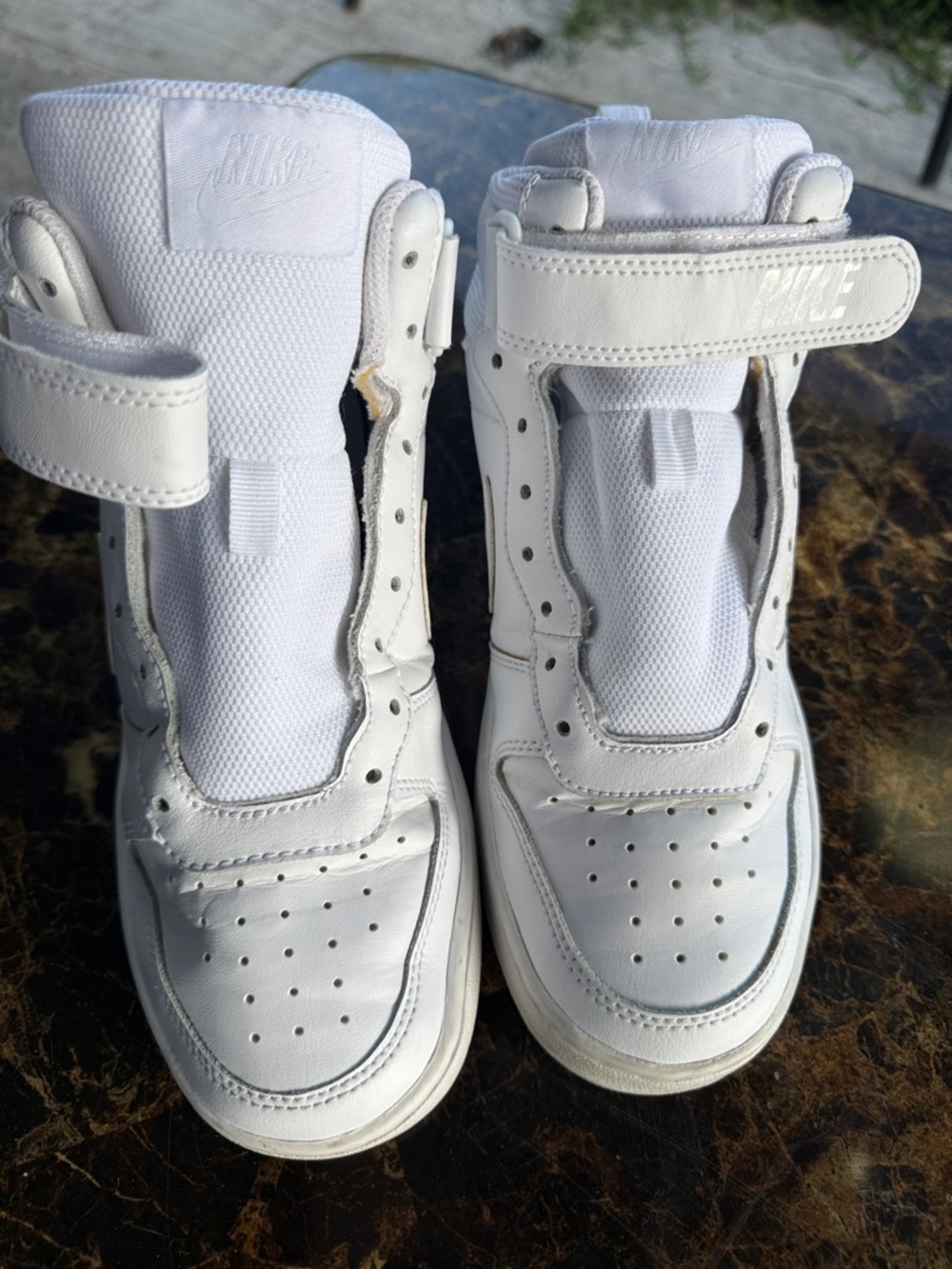 Nike White High-Top Strap Sneakers